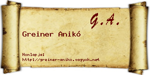 Greiner Anikó névjegykártya